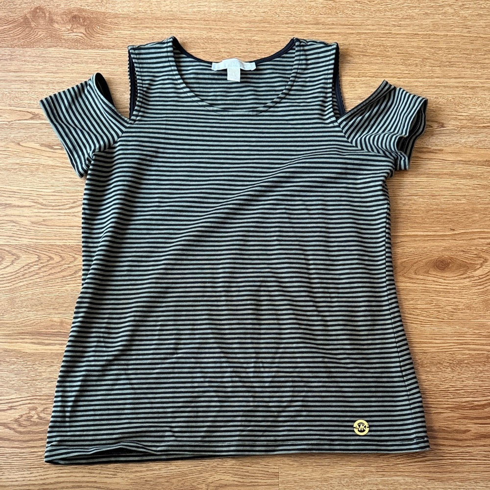 Michael Kors Striped Cold Shoulder Tank Top